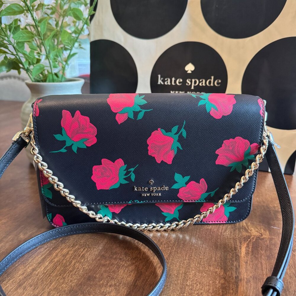 Kate Spade Madison Flap Convertible Crossbody - Rose Toss KE534 Floral